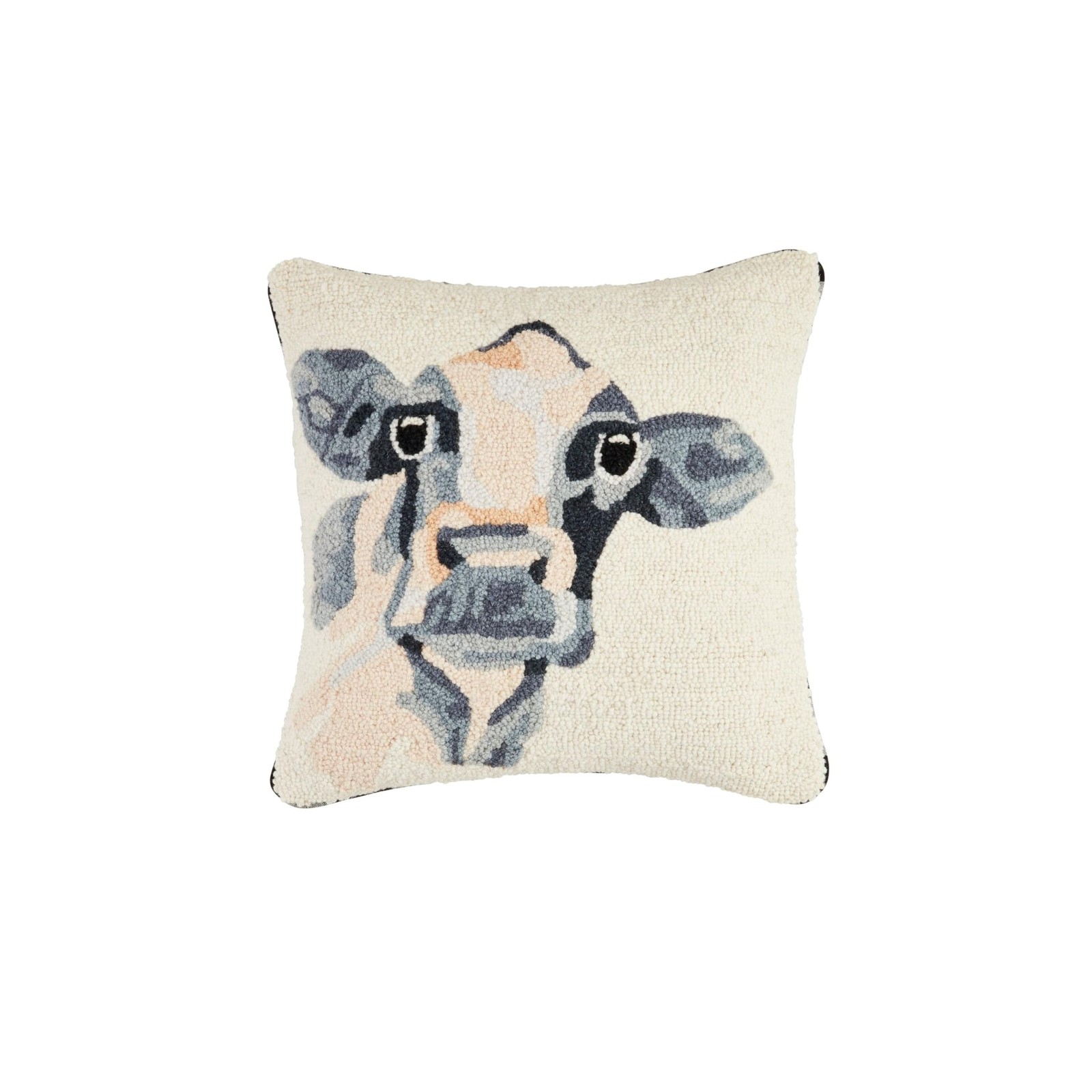 Mud Pie Farm Cow Hook Wool Pillow; 18″ X 18″
