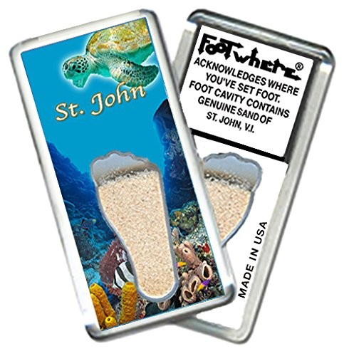 St. John FootWhere Fridge Magnet Sea Turtle Souvenir with Encased Soil, Made in