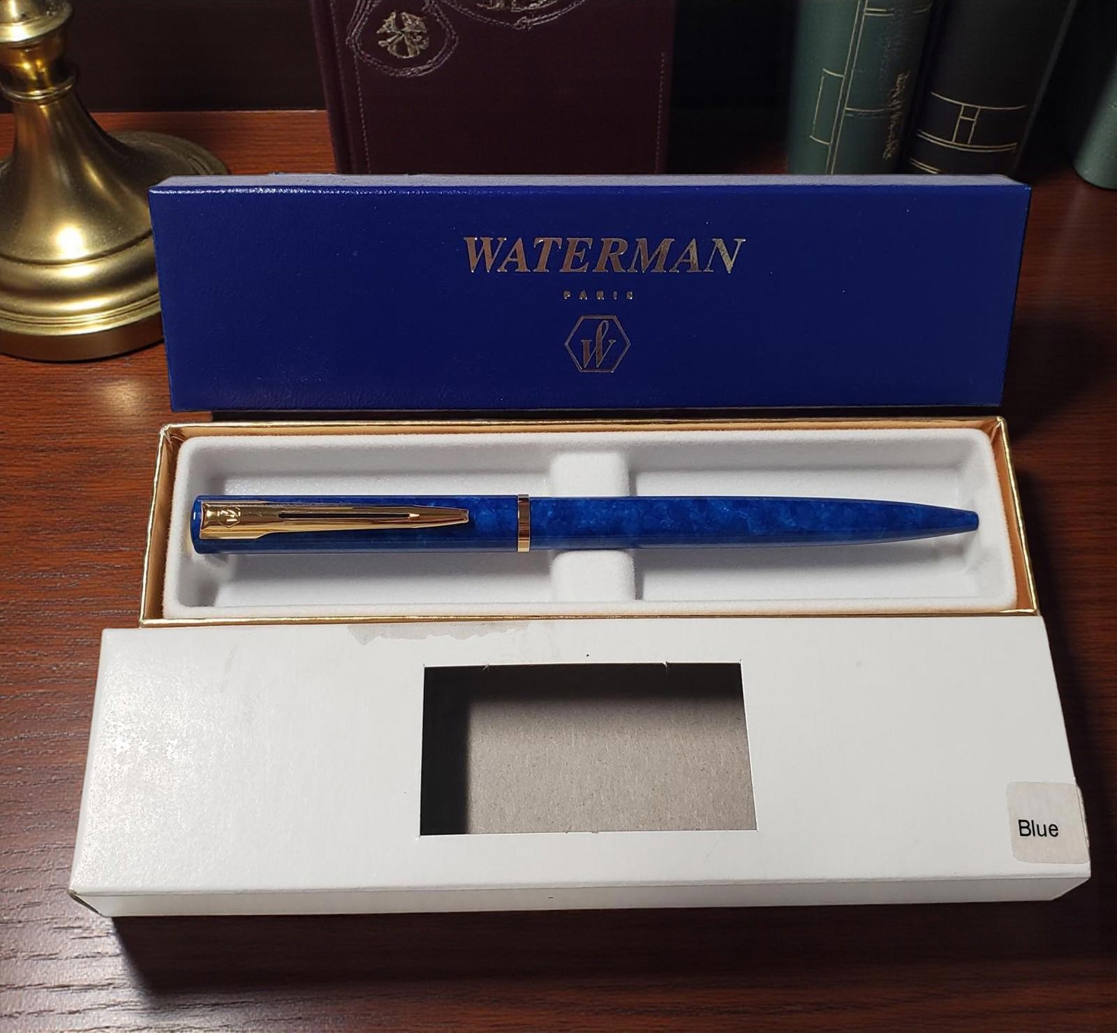 Waterman Paris Blue Ballpoint pen w/ Gold Trim – Tested – Black Ink