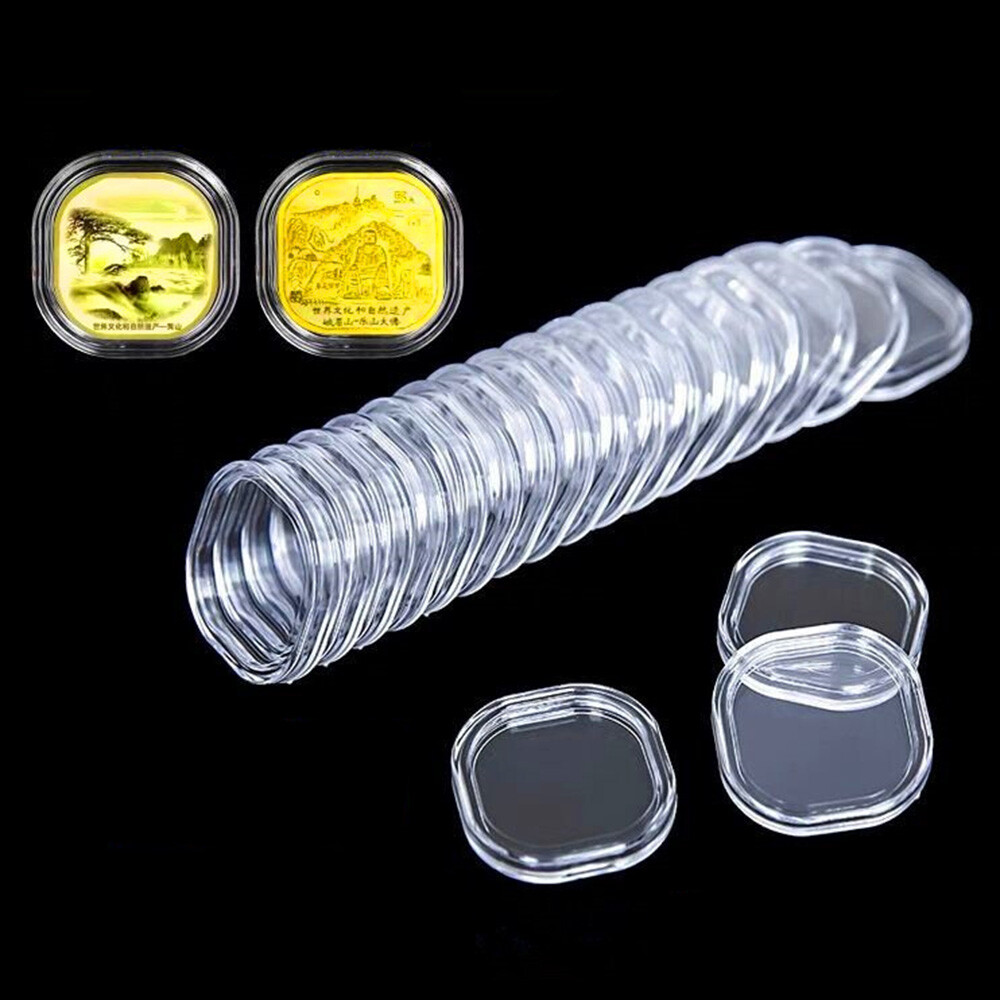 100Pcs 30mm Single Coin Capsules Plastic Storage Box Coins Collection Protector