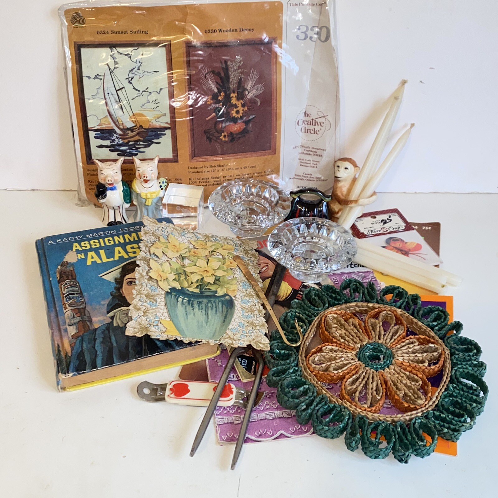 Grandma’s Vintage Junk Drawer Lot-Crafts Knick Knacks Kitchen Crystal Home Decor