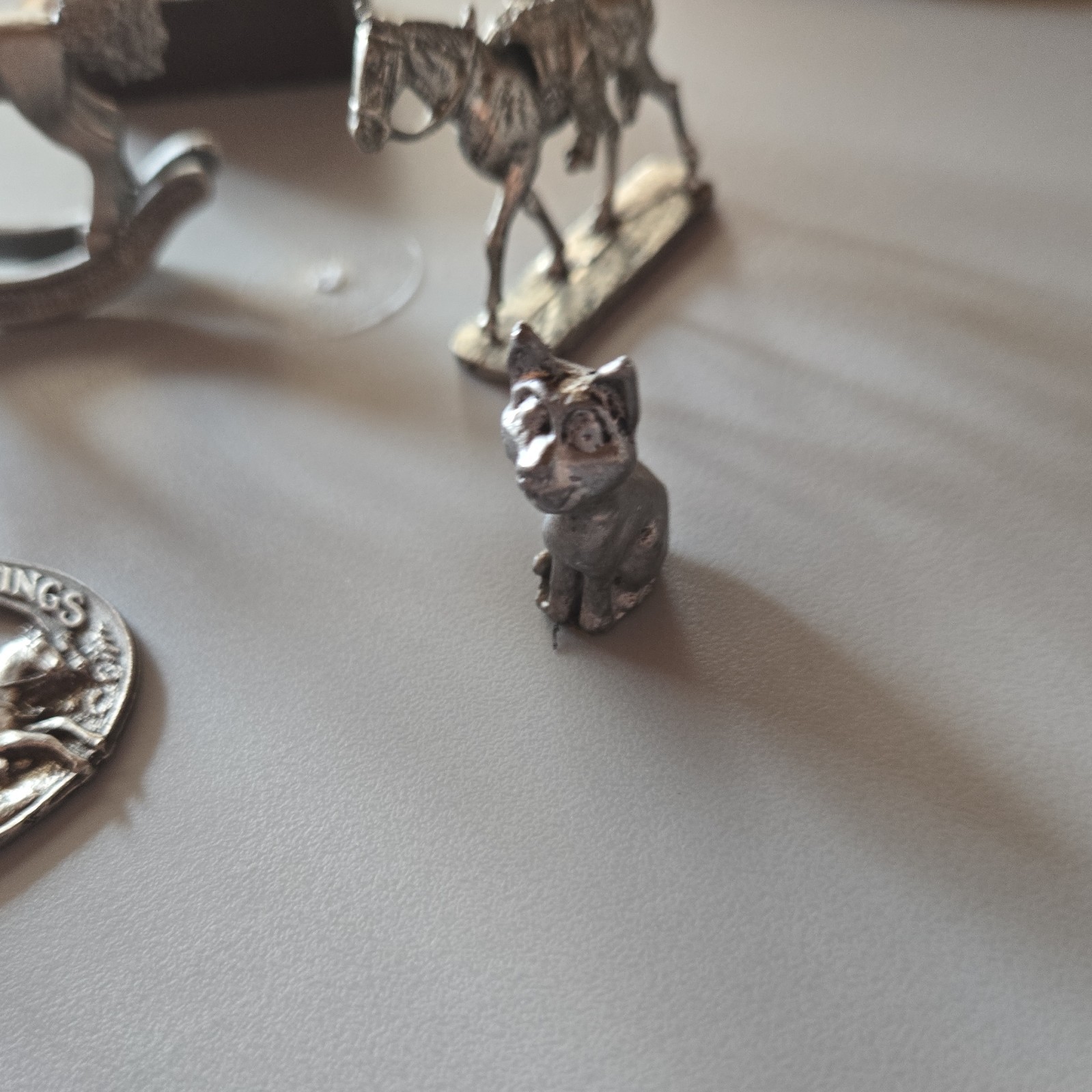 Mixed Pewter & Metal Collectibles Lot Coaster Figurines Rocking Horse Ornament