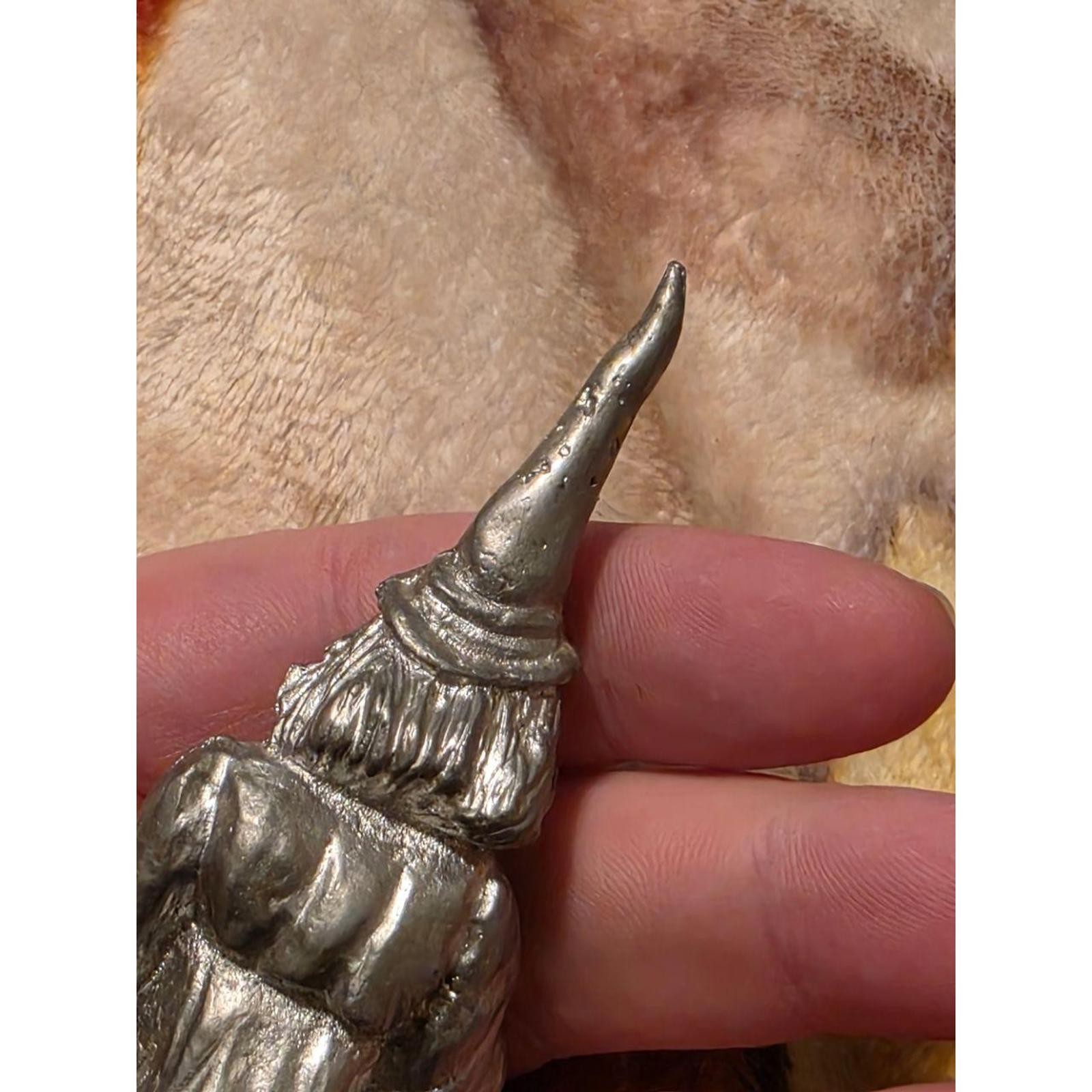 Vtg Homemade Heavy Pewter Wizard Mythical Figurine Silver Fantasy Decor