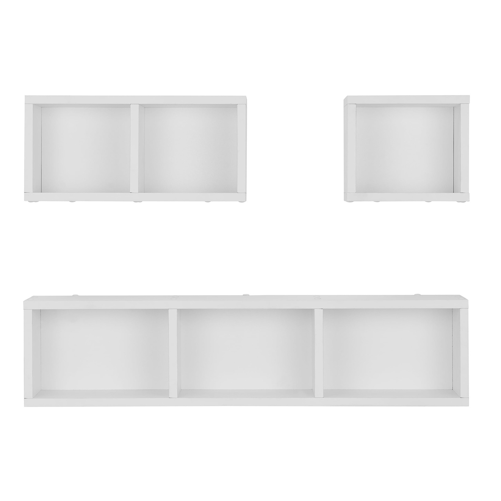 Danya B. Bauhaus Floating Geometric Cubby Wall Shelves – Set of 3 Sizes – White