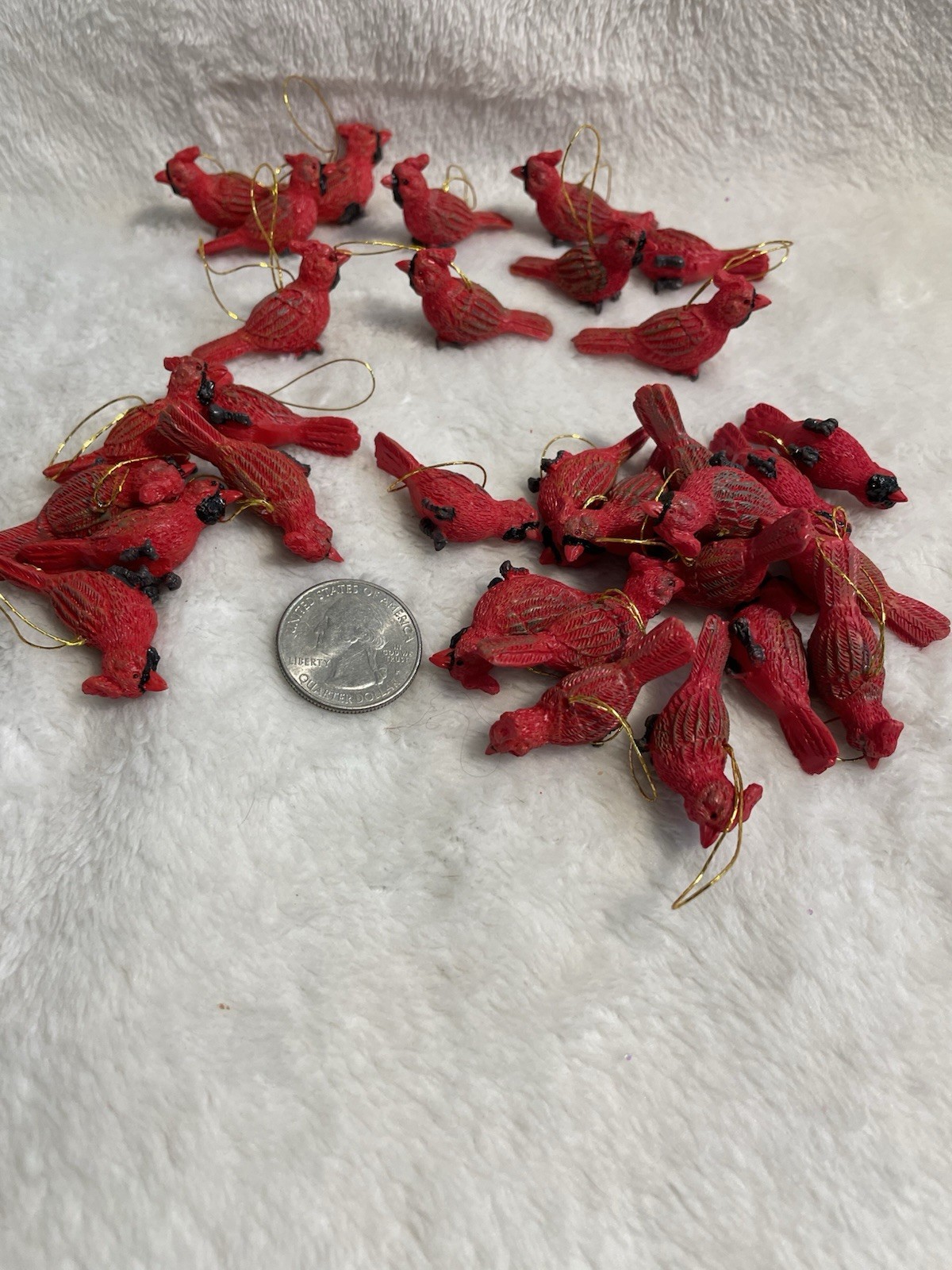 Miniature Bird Cardinals, Doll House Minis 31 count, Resin, charm loops
