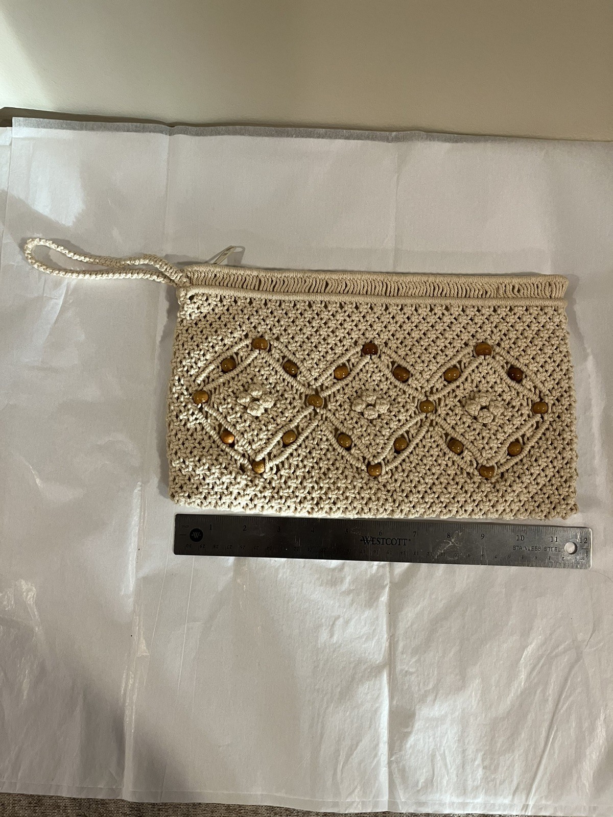Vintage Macrame Hand Bag Clutch Made In The Republic of China