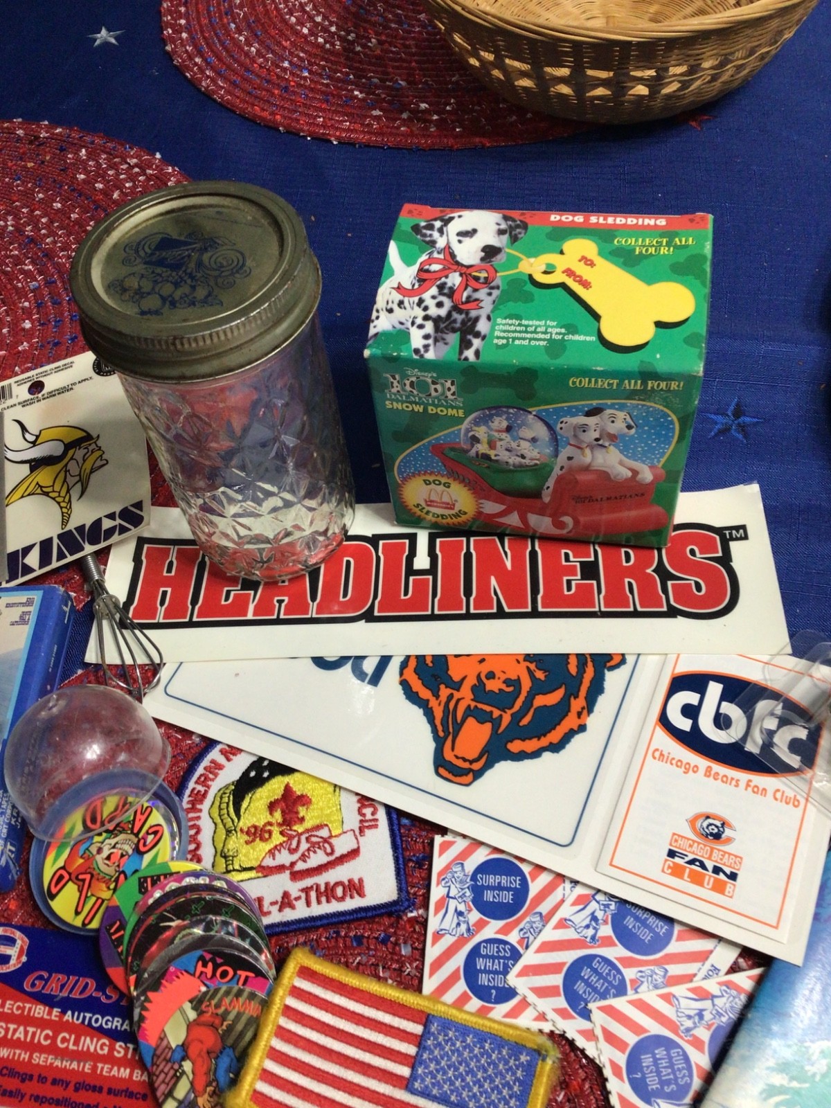 Junk Drawer, Rookie Griffey, Snowglobe, Calculator, Compass , Dice, Decals, book