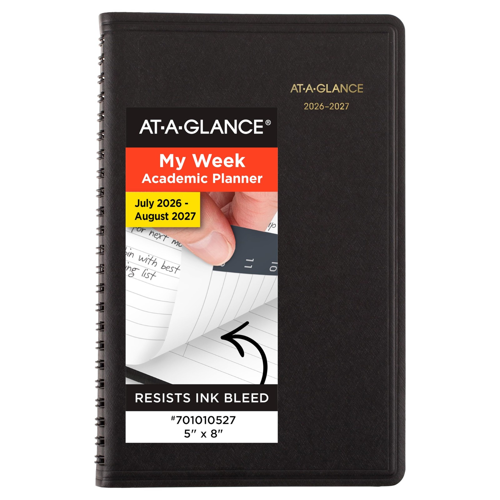 AT-A-GLANCE 2026-2027 Weekly Academic Planner 14-Month 5″ x 8″ Black