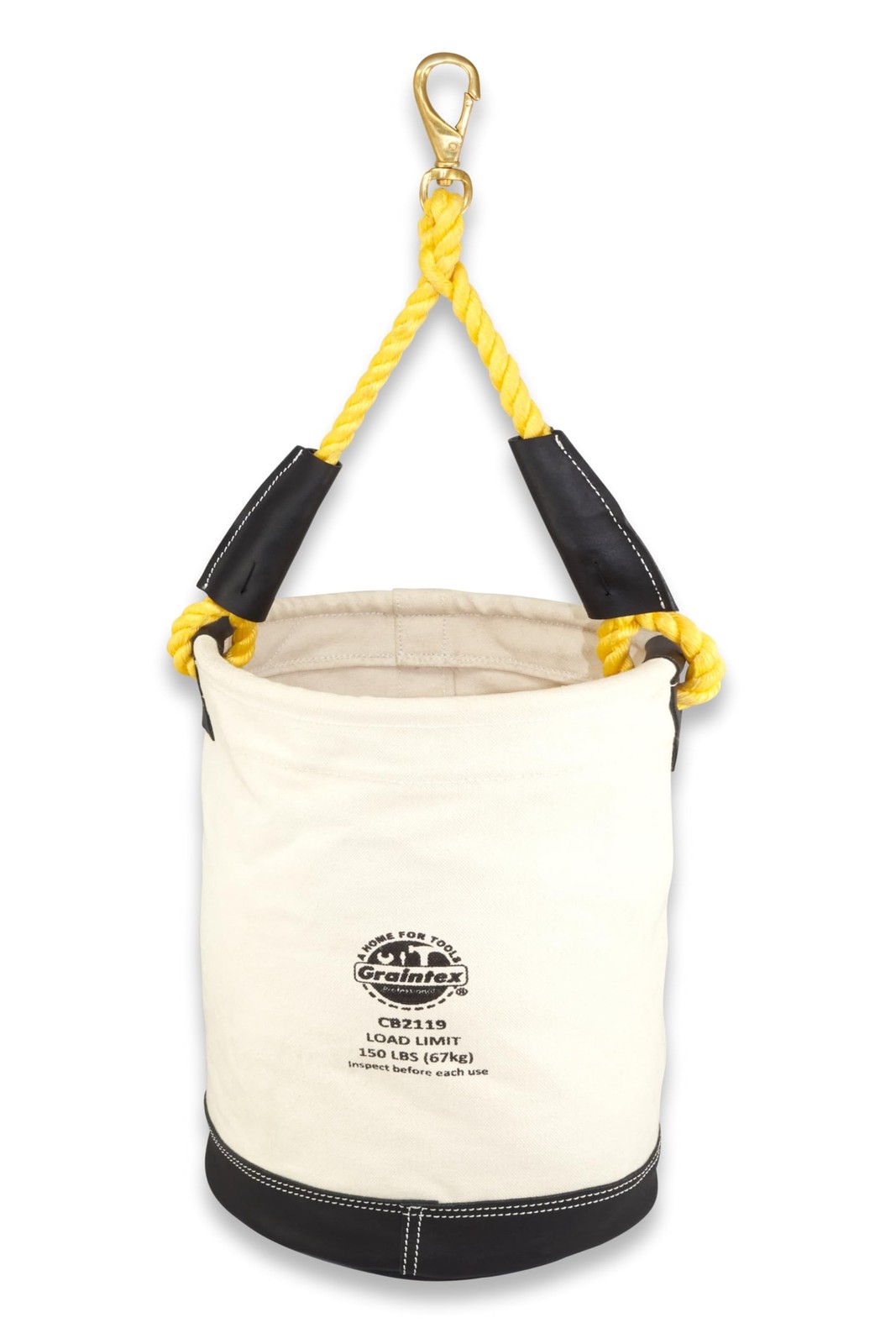 Graintex CB2119 Utility Canvas Bucket Leather Bottom With Hook