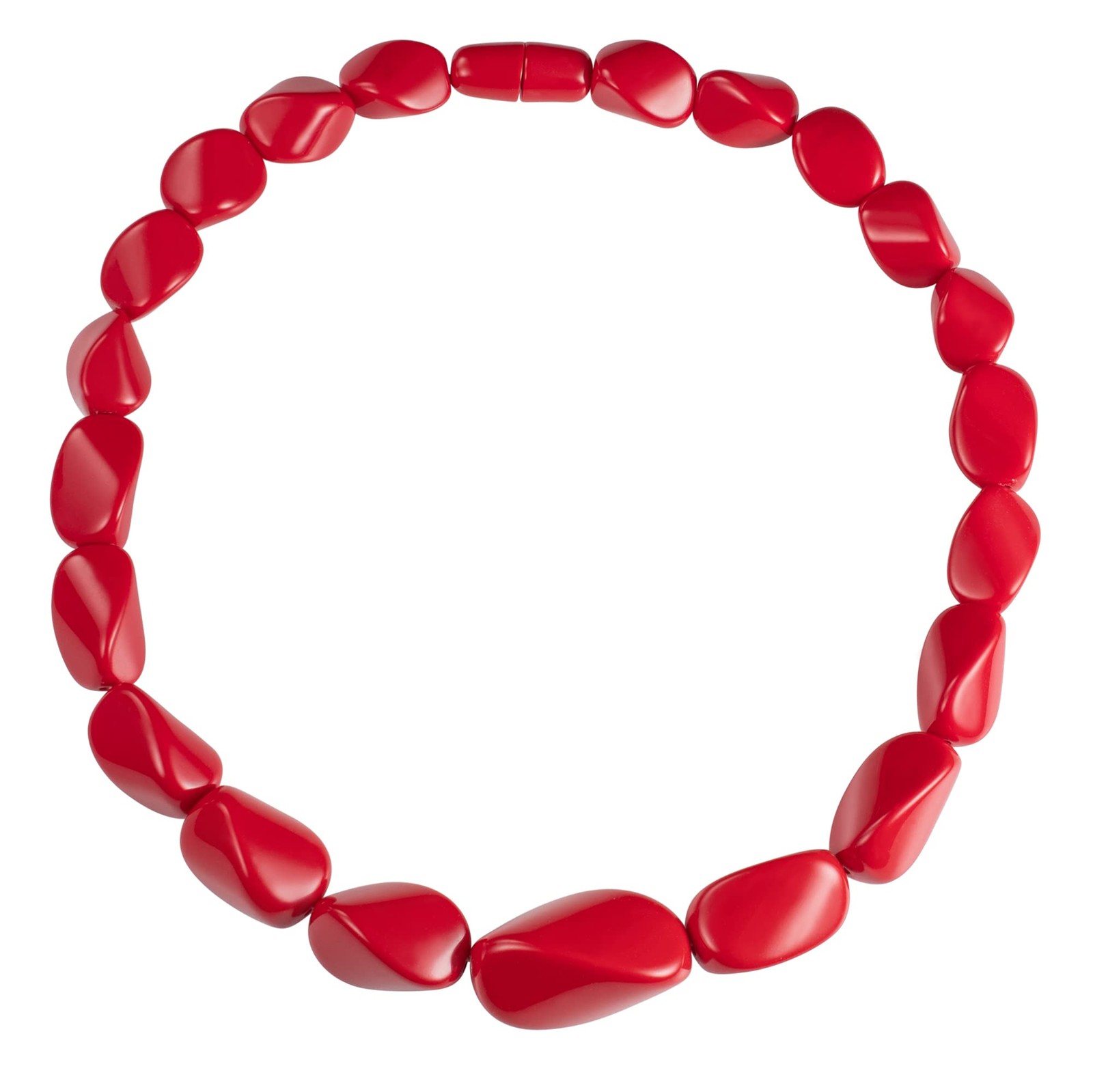 ZAVANA 22″ Red Statement Necklace, Handmade Boho Chunky Resin Links for Women