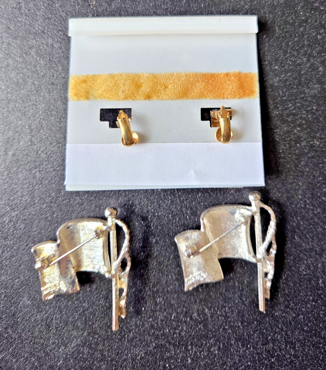 USA 4th of July Jewelry Lot Napier Flag Pins Givenchy Earrings Silver Necklaces