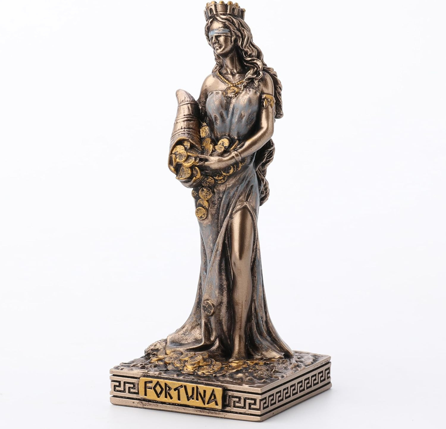 Greek Goddess Fortuna Statue Tyche Resin Figurine Bronze Finish Home Decor
