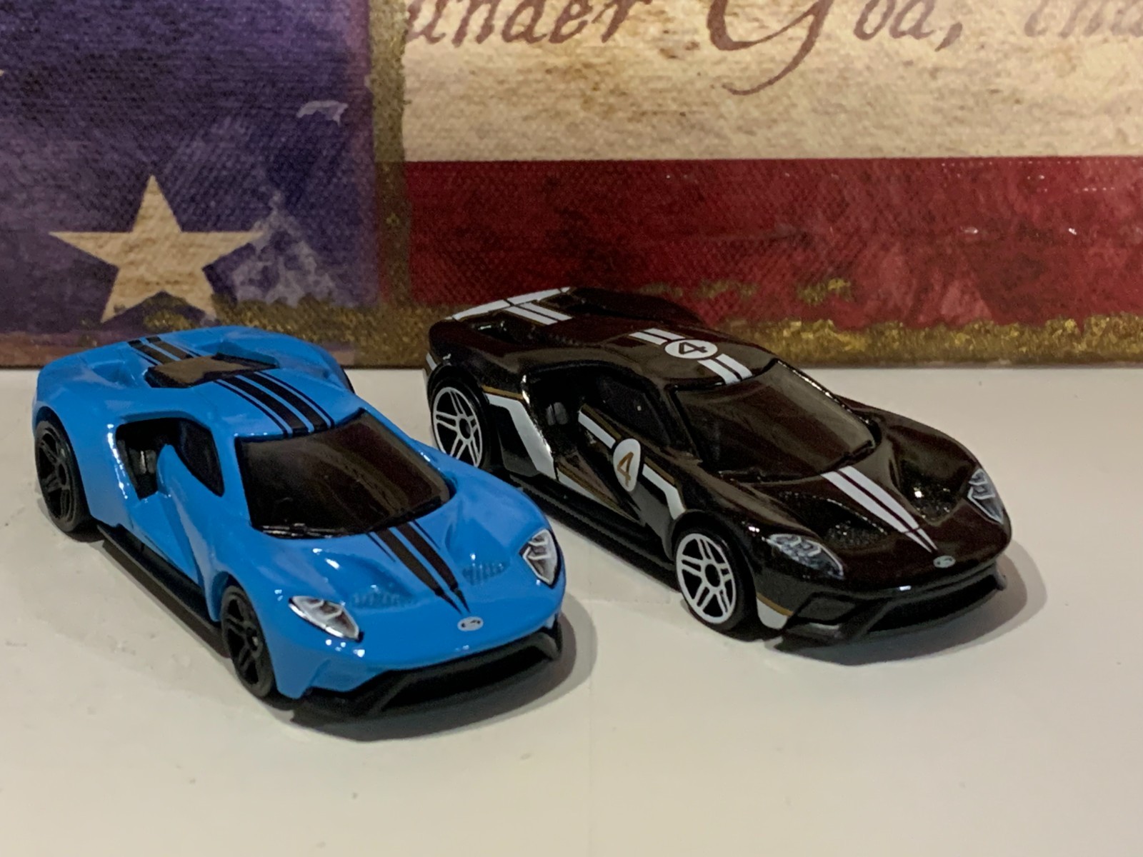 HOT WHEELS 2017 FORD GT X2. 2021 BLACK & 2022 LITE BLUE NICE