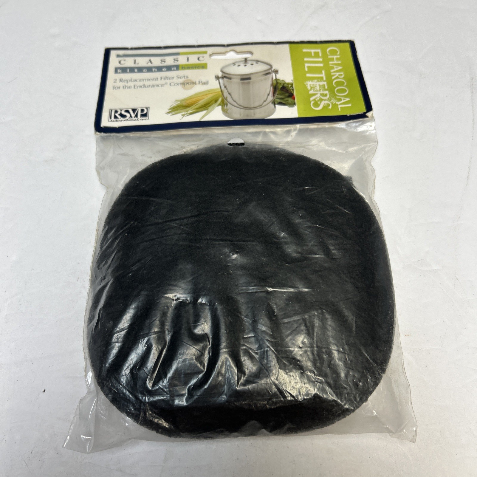 RSVP Kitchen Compost Replacement Filters 1/2 Gallon Charcoal Pail-SM 2 Sets