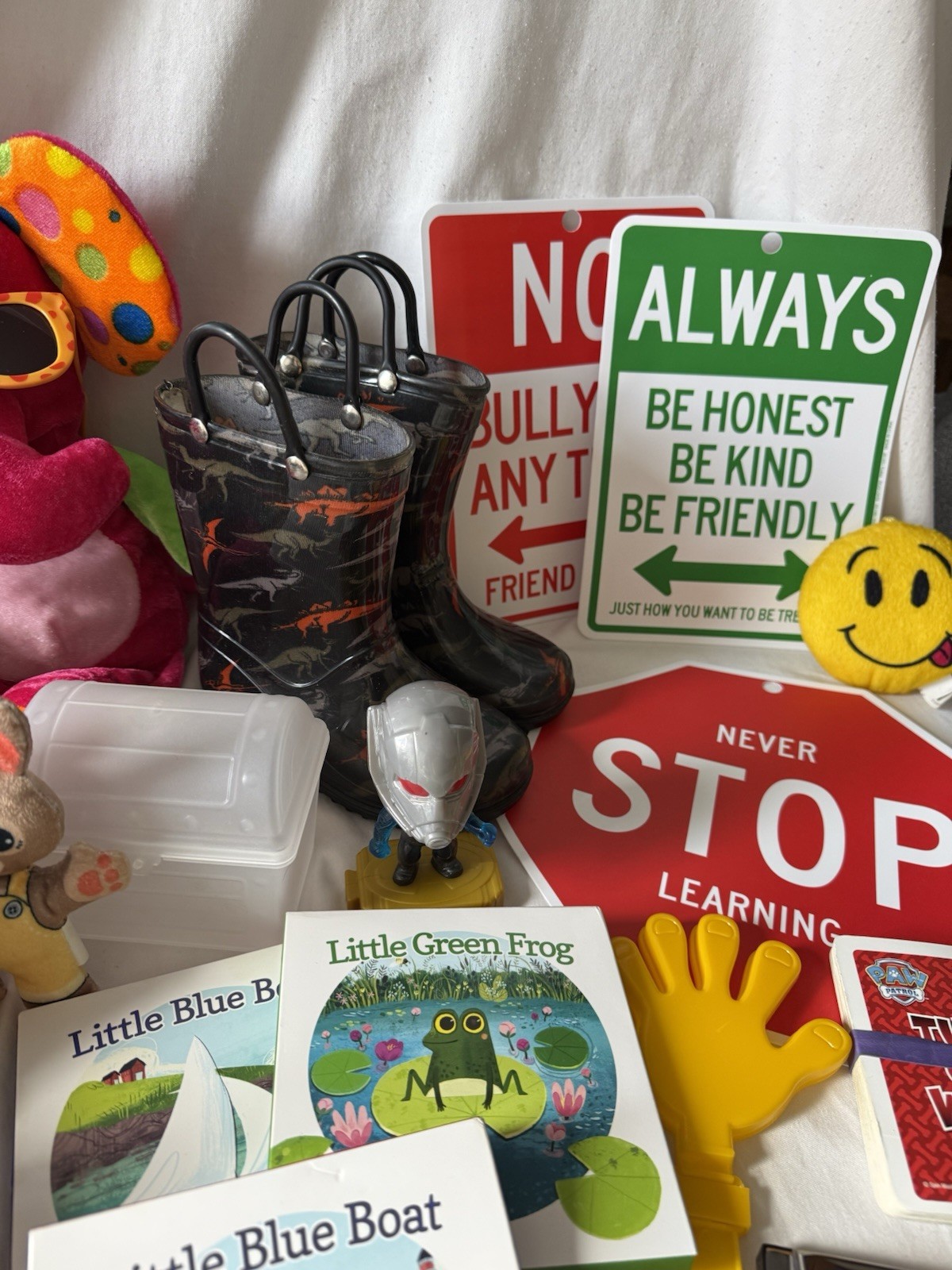 Huge Lot Of Preschool Kids Odds & Ends Toys Rain boots Bluey Slippers READ MORE