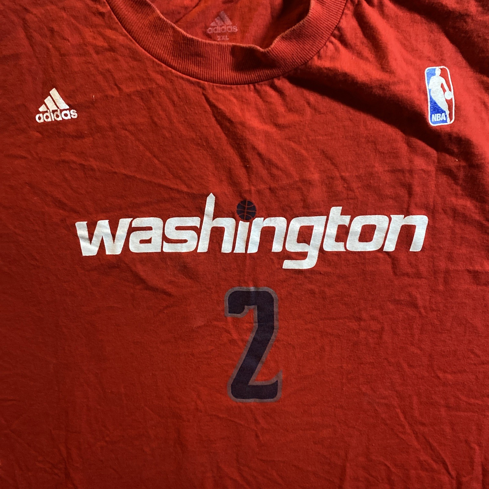 Washington Wizards Adidas Men’s T-Shirt 2XL Red Short Sleeve John Wall Team NBA