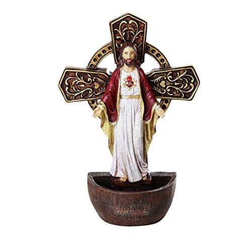 DIVINITY COLLECTION Sacred Heart of Jesus Holy Water Font 6.75″ Wall Decor