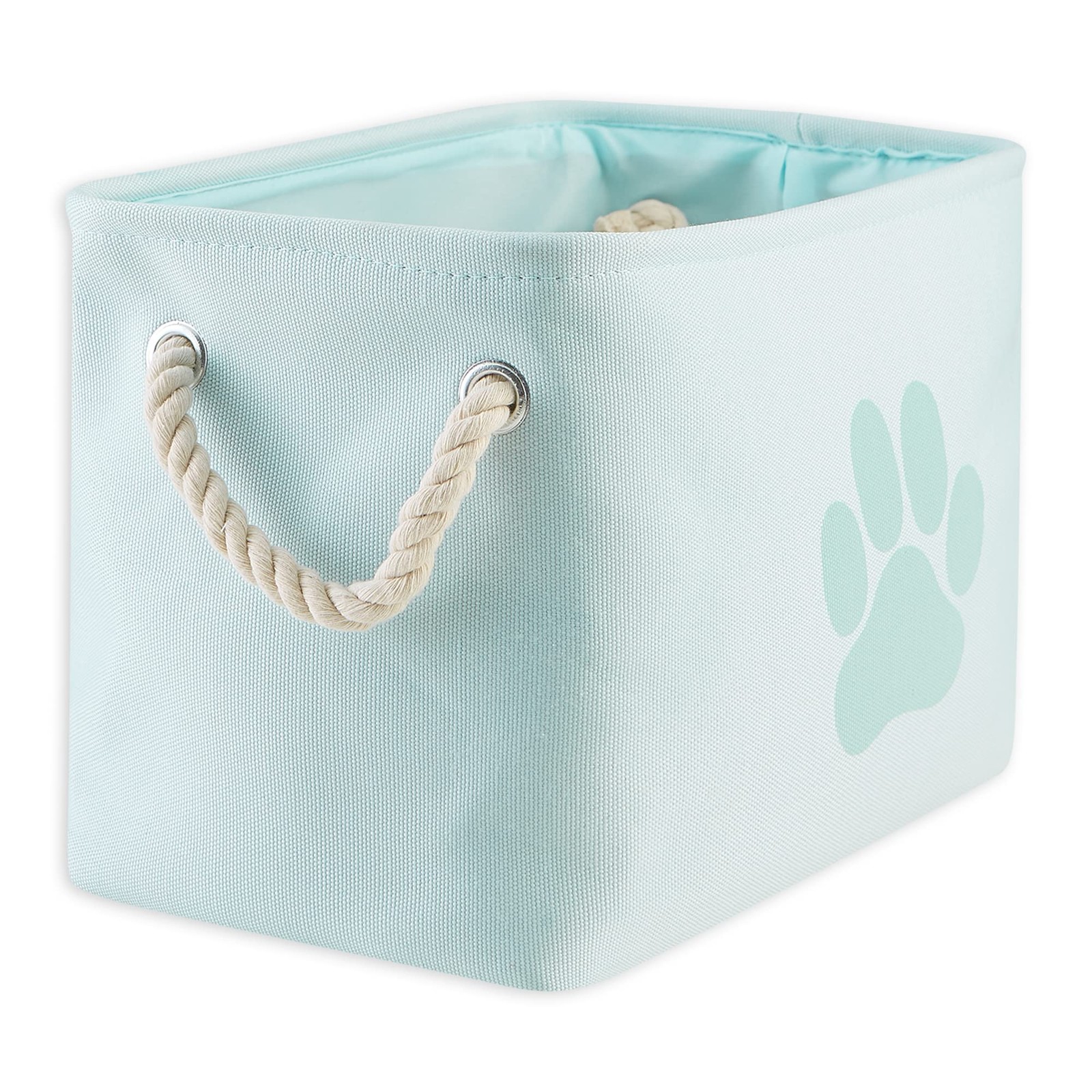 Bone Dry Paw Print Collapsible Pet Storage Bin Small 14″x8″x9″, Aqua Paw Print