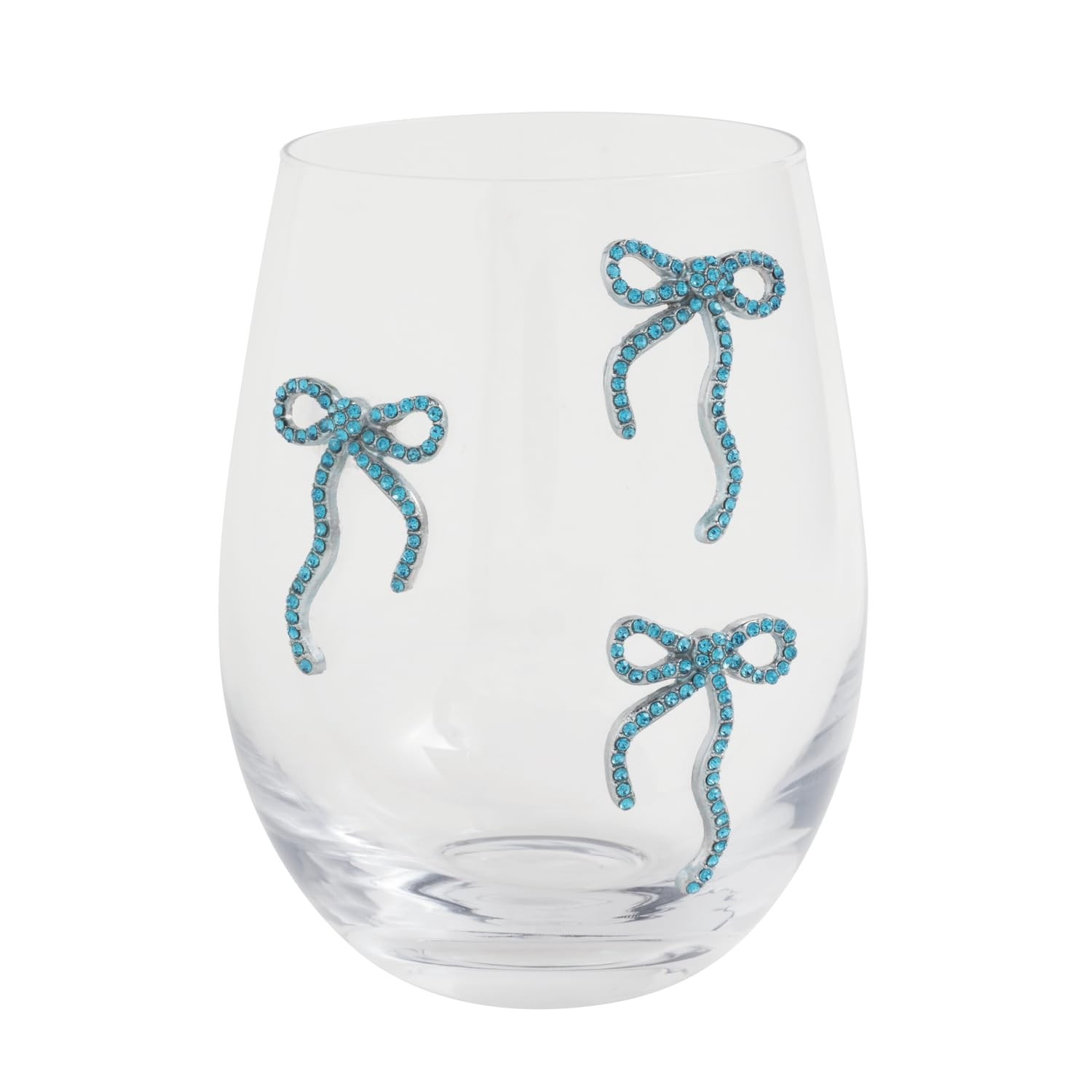 Mud Pie Glass Beaded Three Bows Wine Glass