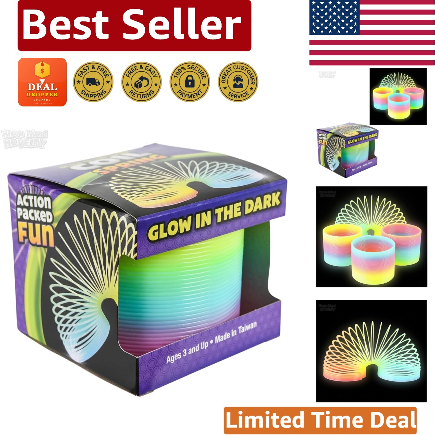 Assorted 3-Inch Glow-in-the-Dark Coil Spring – Endless Fun for All Ages