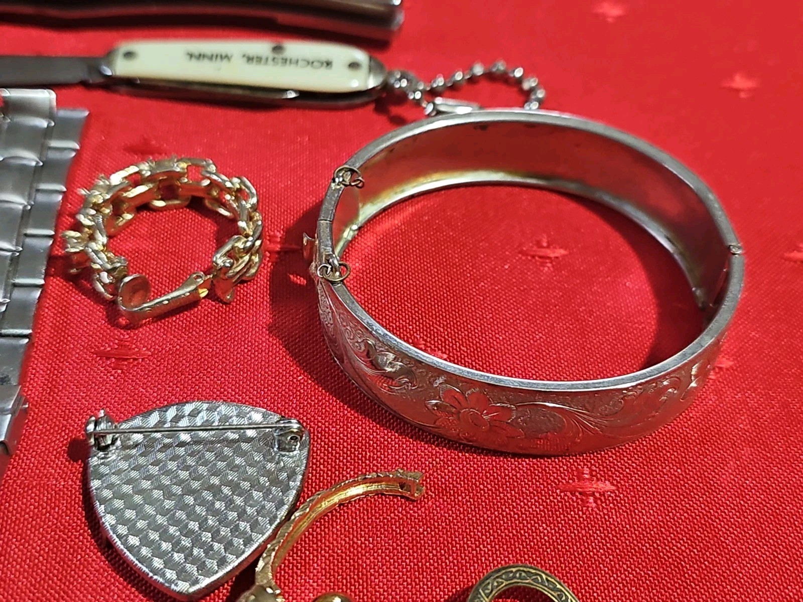 Vintage Junk Drawer Lot Pocket Knives TIMEX USA Watch Men’s Bracelet More #16