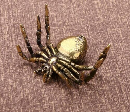 2x Brass Spider Animal Statue Small Sculpture Tabletop Figurine Home Decor Gift