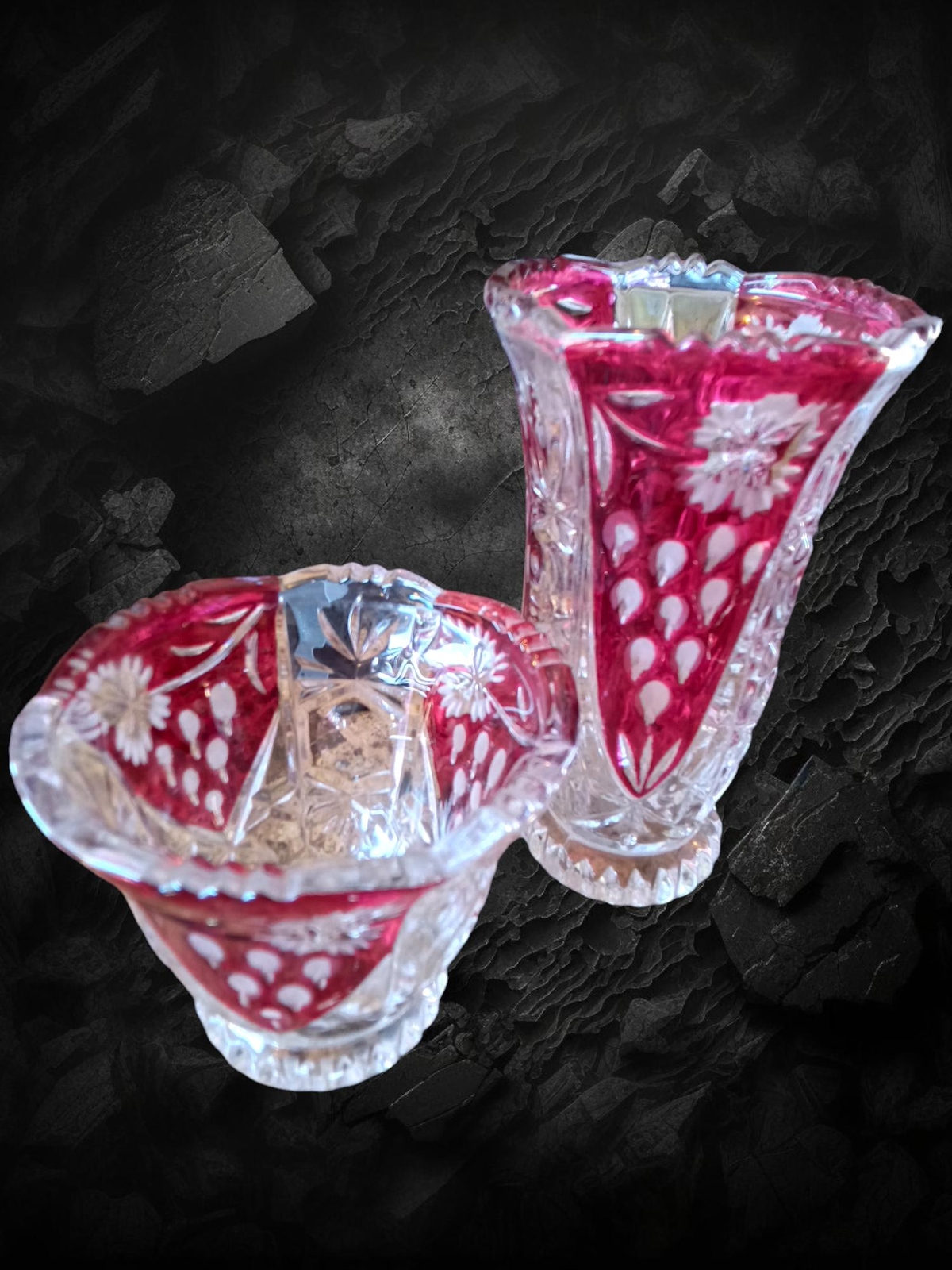 Vintage Red Anne Hutte BLEIKRISTALL Lead Crystal Glass