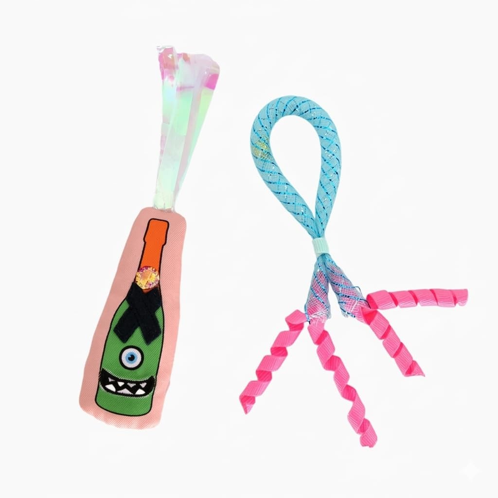 HugSmart Pet Kitten Party ‚Äì Wine Bottle Cat Toy, Set of 2, 4-Inch, Multicolor