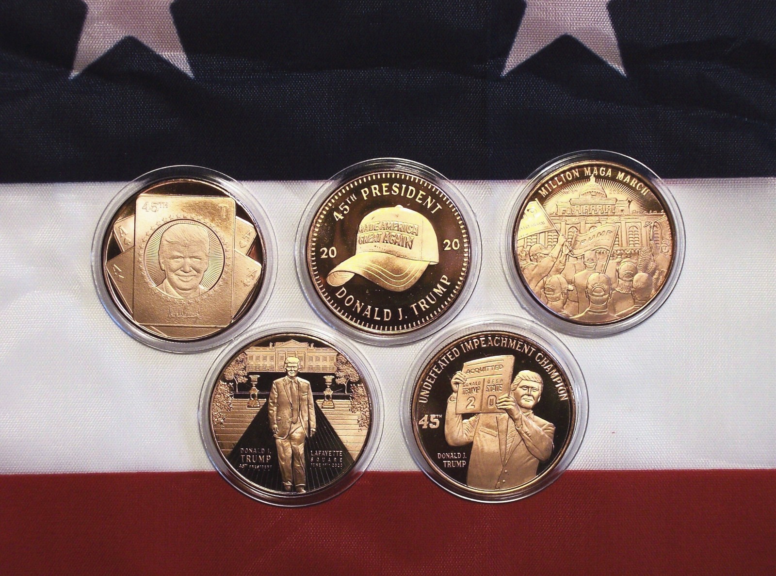 Set of Five – 2020 Donald J. Trump 45th President of the USA – Copper Rounds