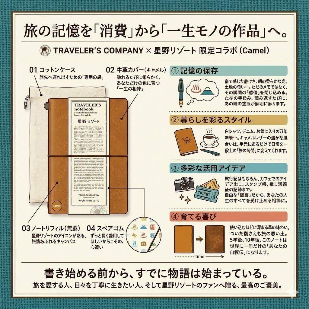 TRAVELER’S FACTORY Goods Hoshino Resorts Note Traveler’s Note Camel □