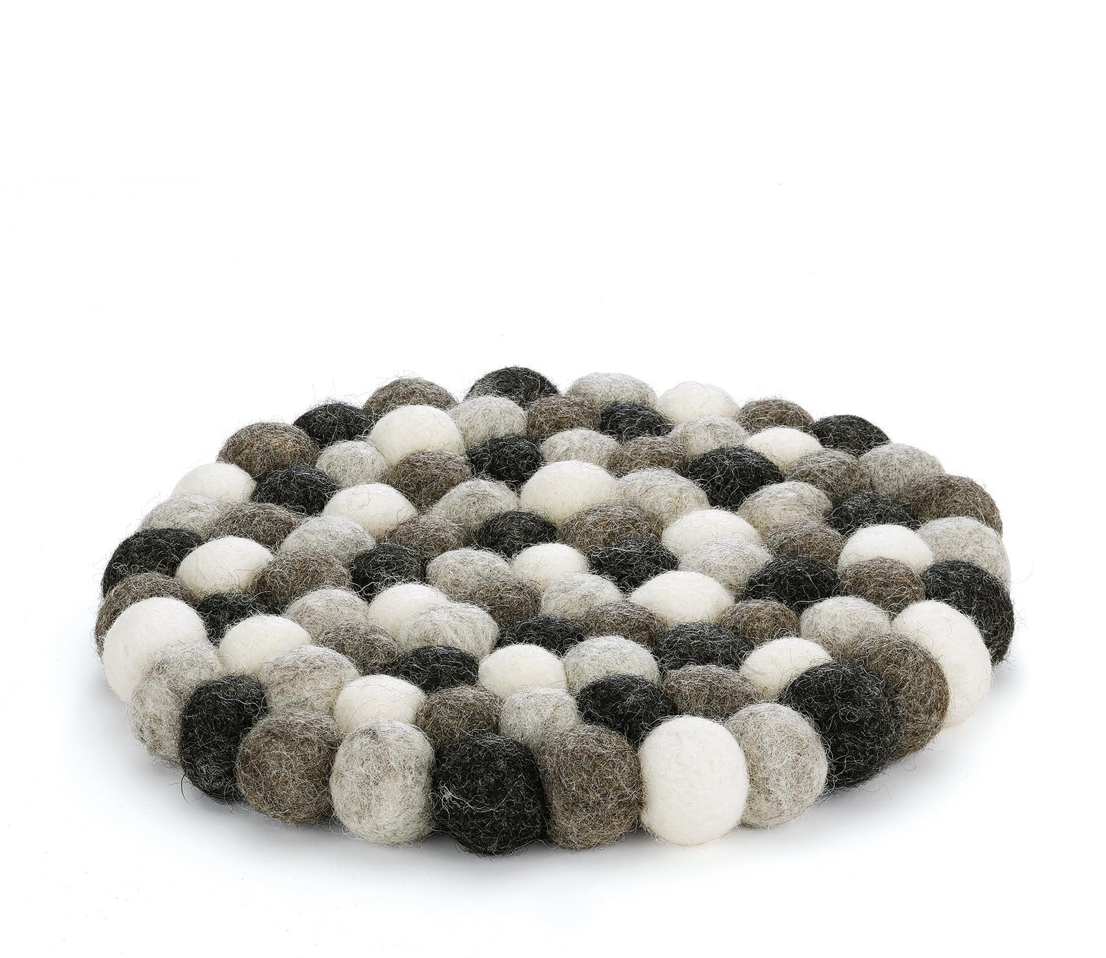 Cilio Fair Trade 100% Virgin Sheep Wool Trivet 8-Inch Round Light Gray Nepal