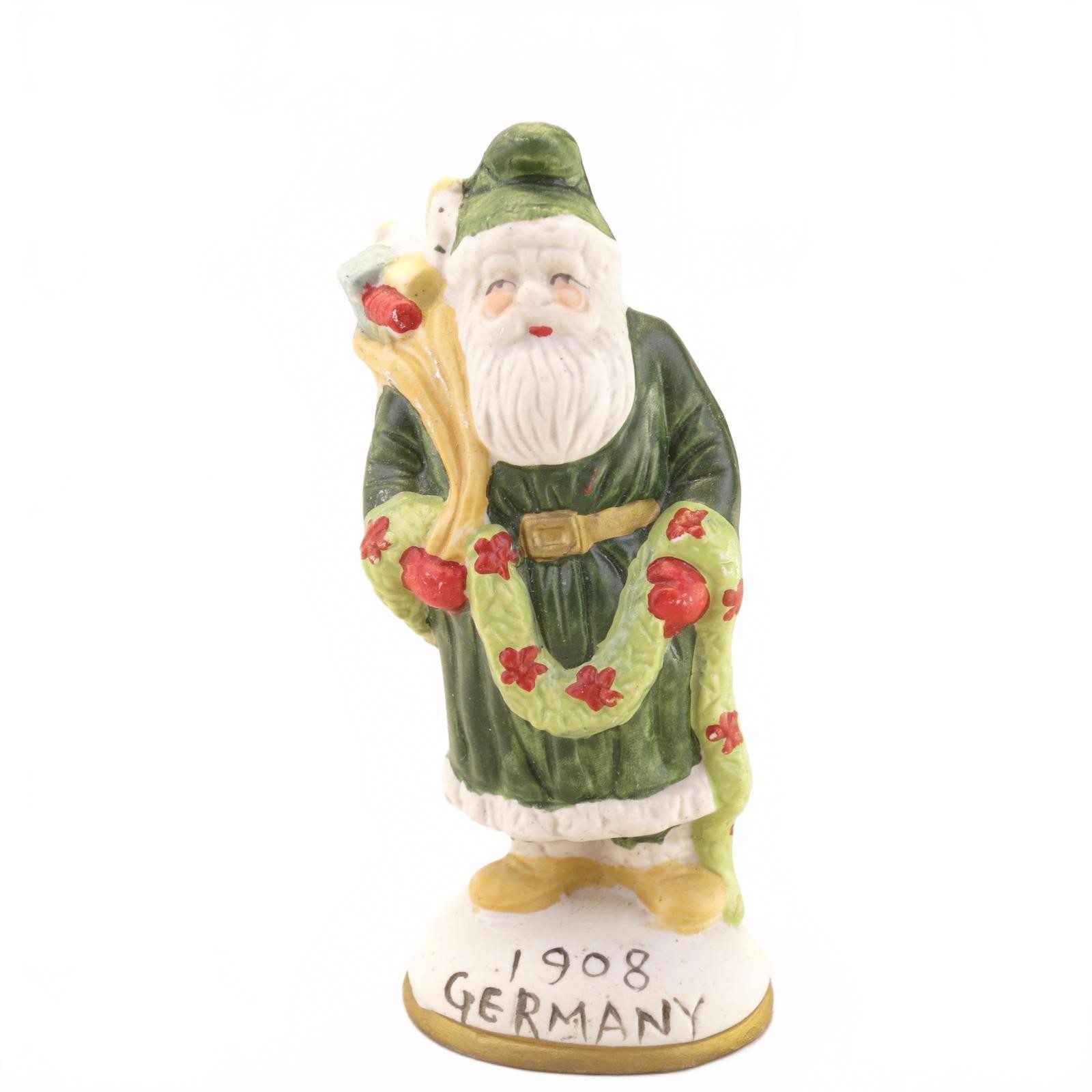 Vintage Santa Claus 1908 Germany Hand Painted Ceramic Figurine 5.25″