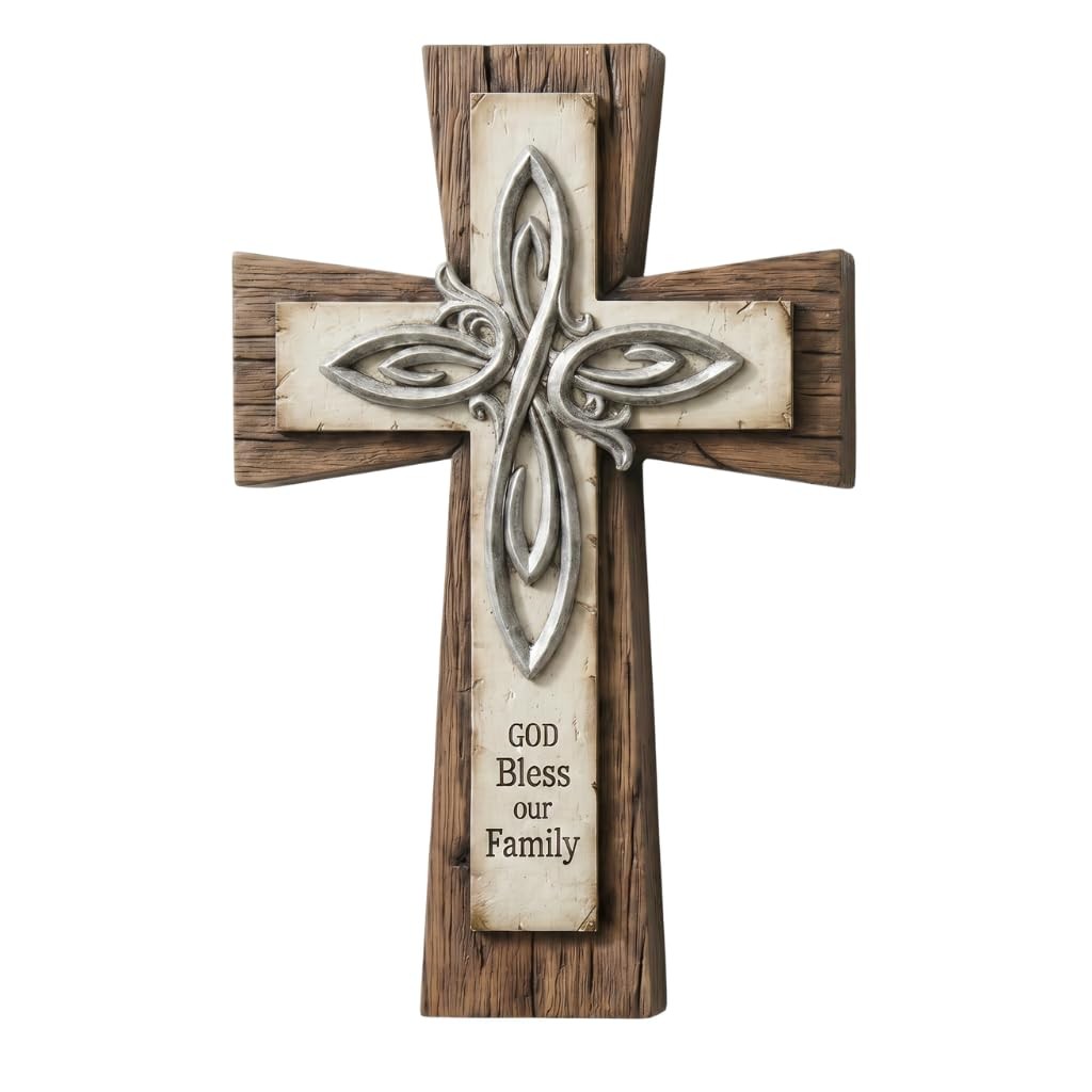 Comfy Hour Faith & Hope Classic Words Cross Wall Decor, 12″ Vintage