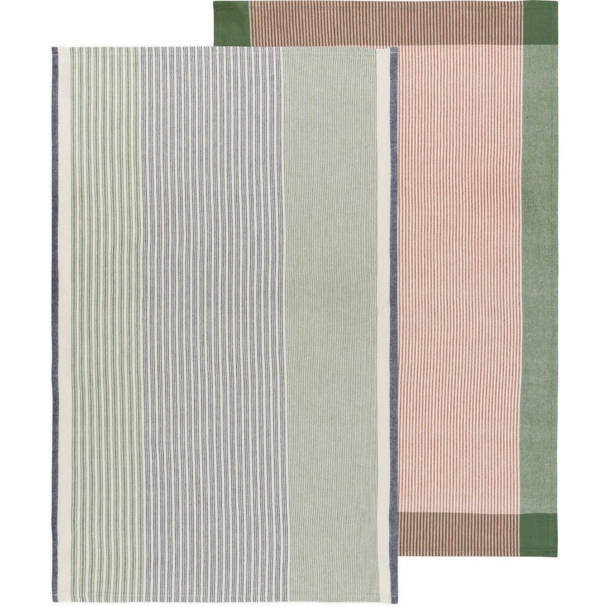 Danica Heirloom Kitchen Towels Set of 2, Jade Green Stripe, 18×28 Cotton