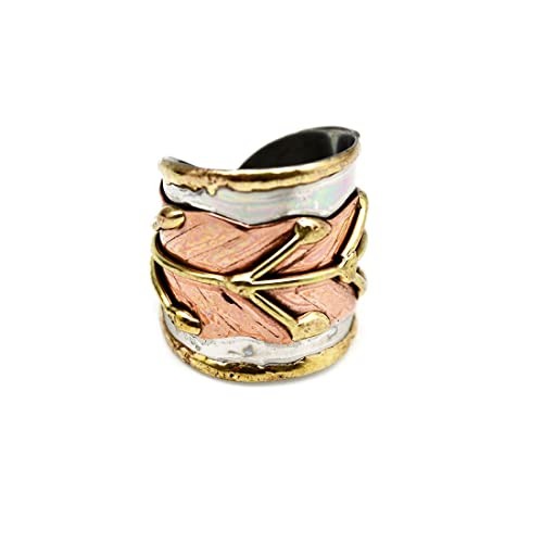 Anju R045 Leaf Janya Mixed Metal Ring