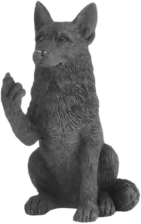 JFSM Black German Shepherd Middle Finger Dog Figurine 3.5″ Resin Desk Decor