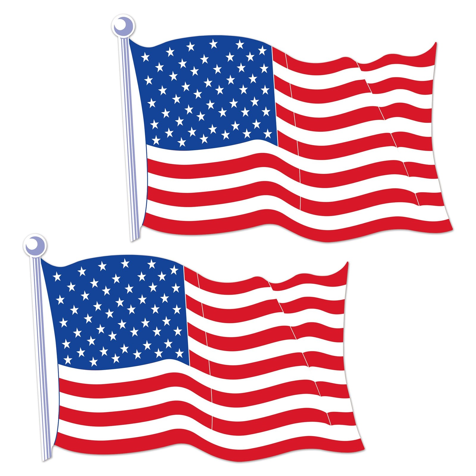 Beistle Jumbo American Flag Cutouts, 2-Pack, Patriotic Wall Decorations 21.5×32″