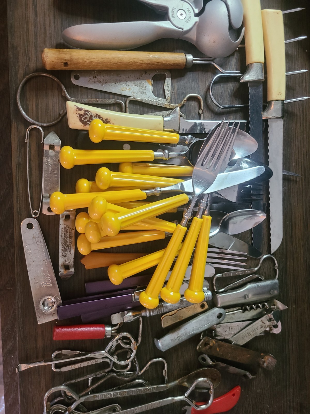 Vintage Kitchen Junk Drawer Lot Bottle Openers Utensils