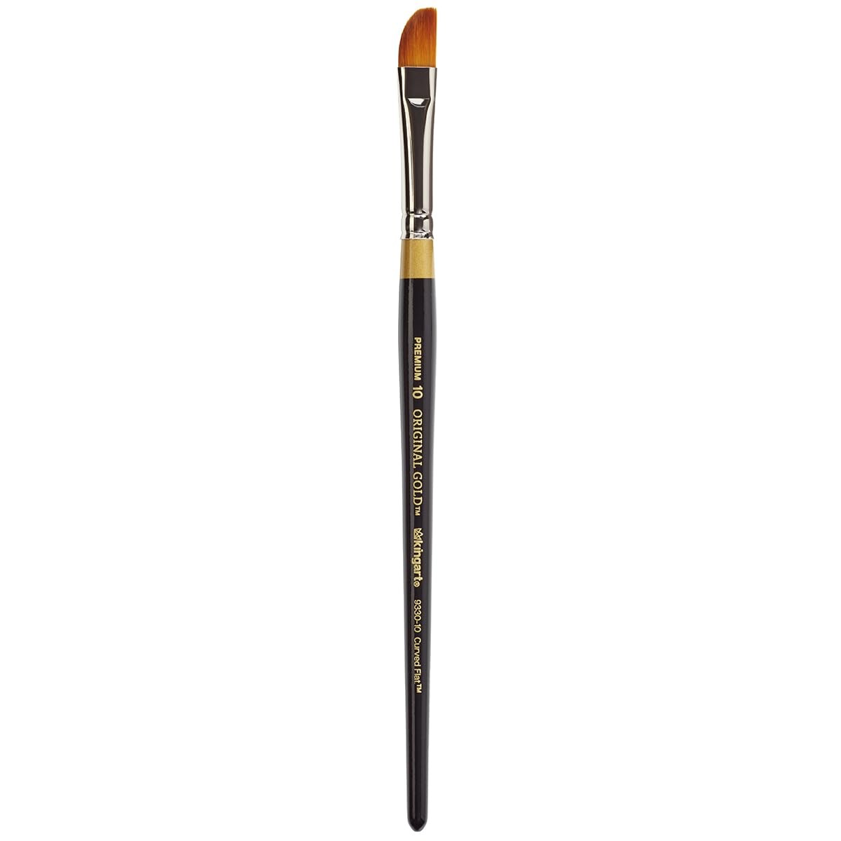 KINGART Gold Curved Flat Shader Brush, Size 10, Synthetic Hair, Short Handle
