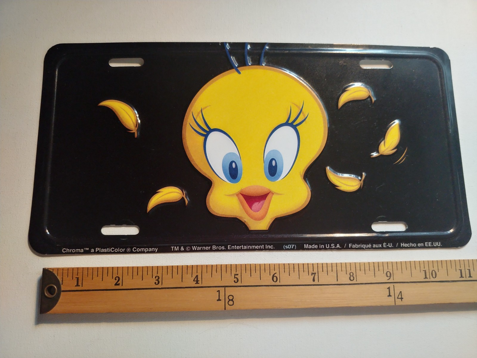 * TWEETY BIRD WARNER BROTHERS BROS. COMIC CARTOON LICENSE PLATE PLAQUE TIN *