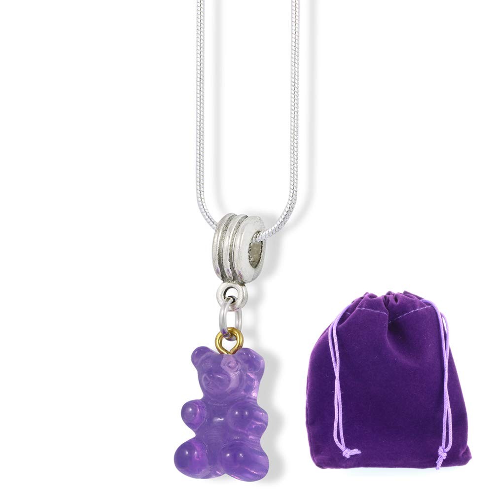 Gummy Bears Necklace Pendant, Purple Candy Charm Jewelry