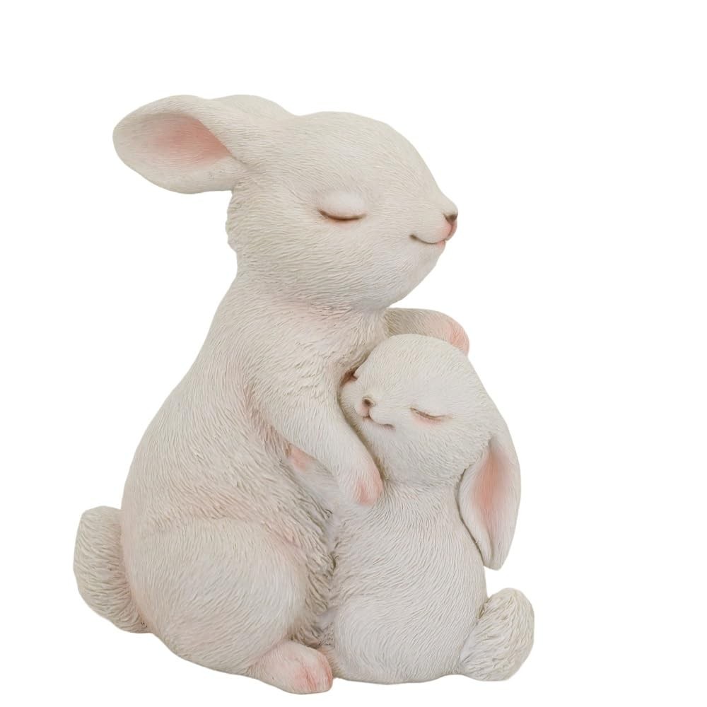 Tender Moments Polyresin Mother & Baby Rabbit Figurine – Hi-Line Gift, White