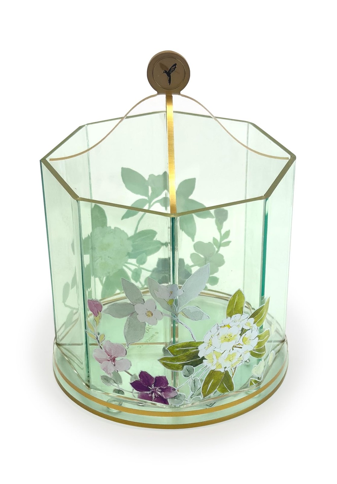 Papyrus Green Aqua Spinner Pen Holder – Double-Sided Floral Desk Organizer