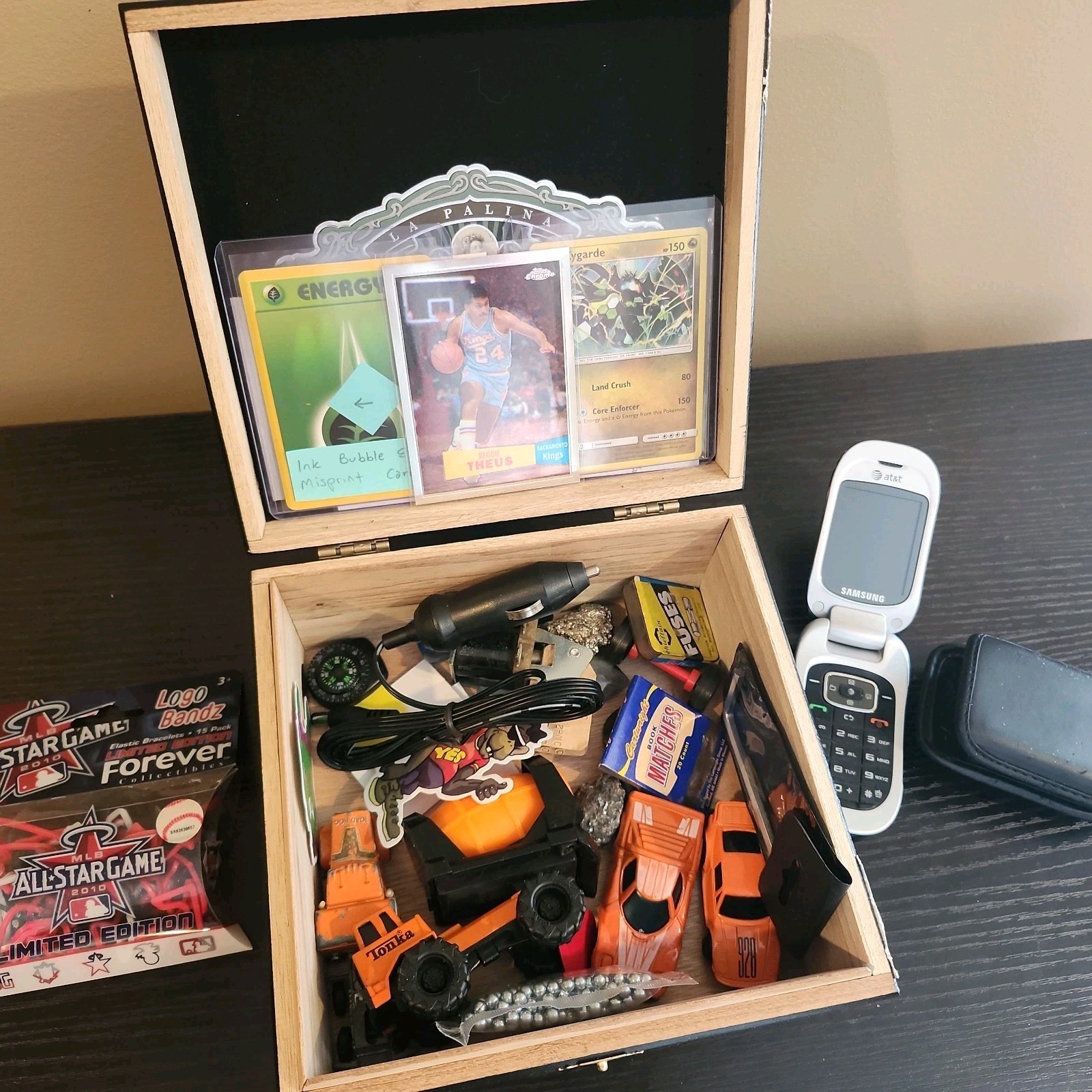 Junk Drawer Misc Lot Cigar Box Collectible Vintage Pokemon Diecast C3