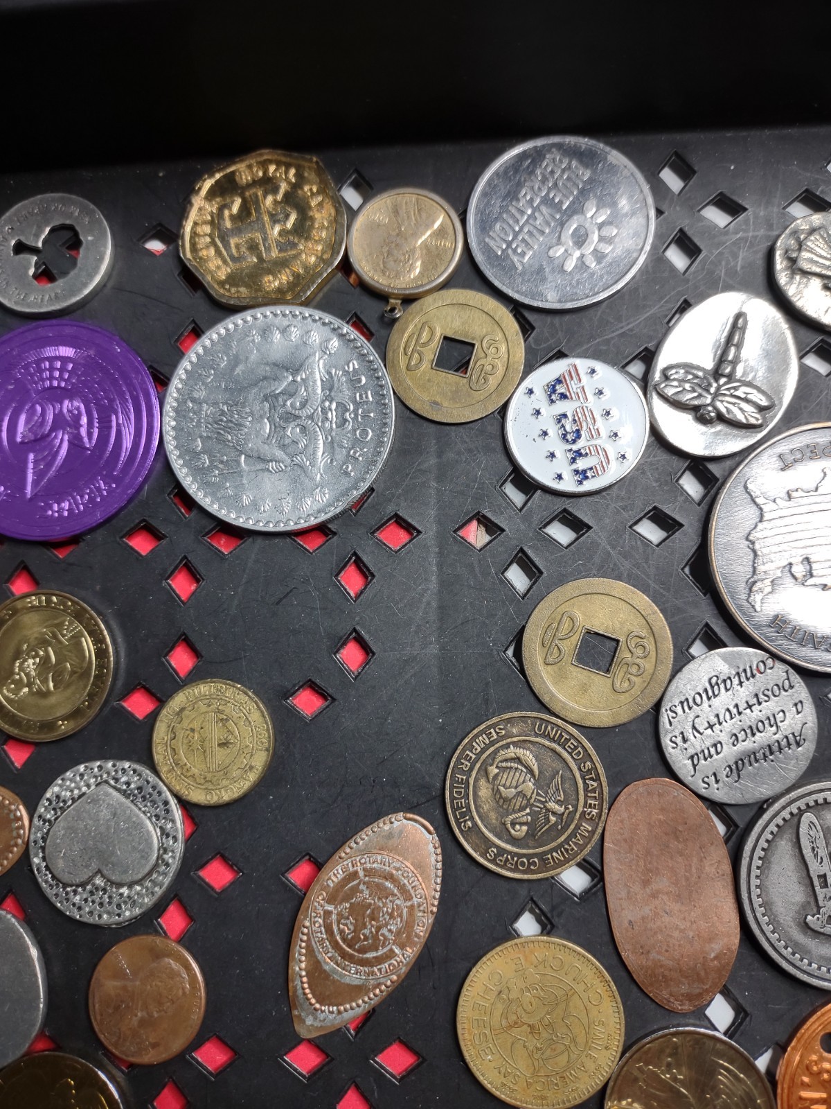 Mixed Junk Drawer Lot Mostly Tokens And Coins Junk Lot BN25