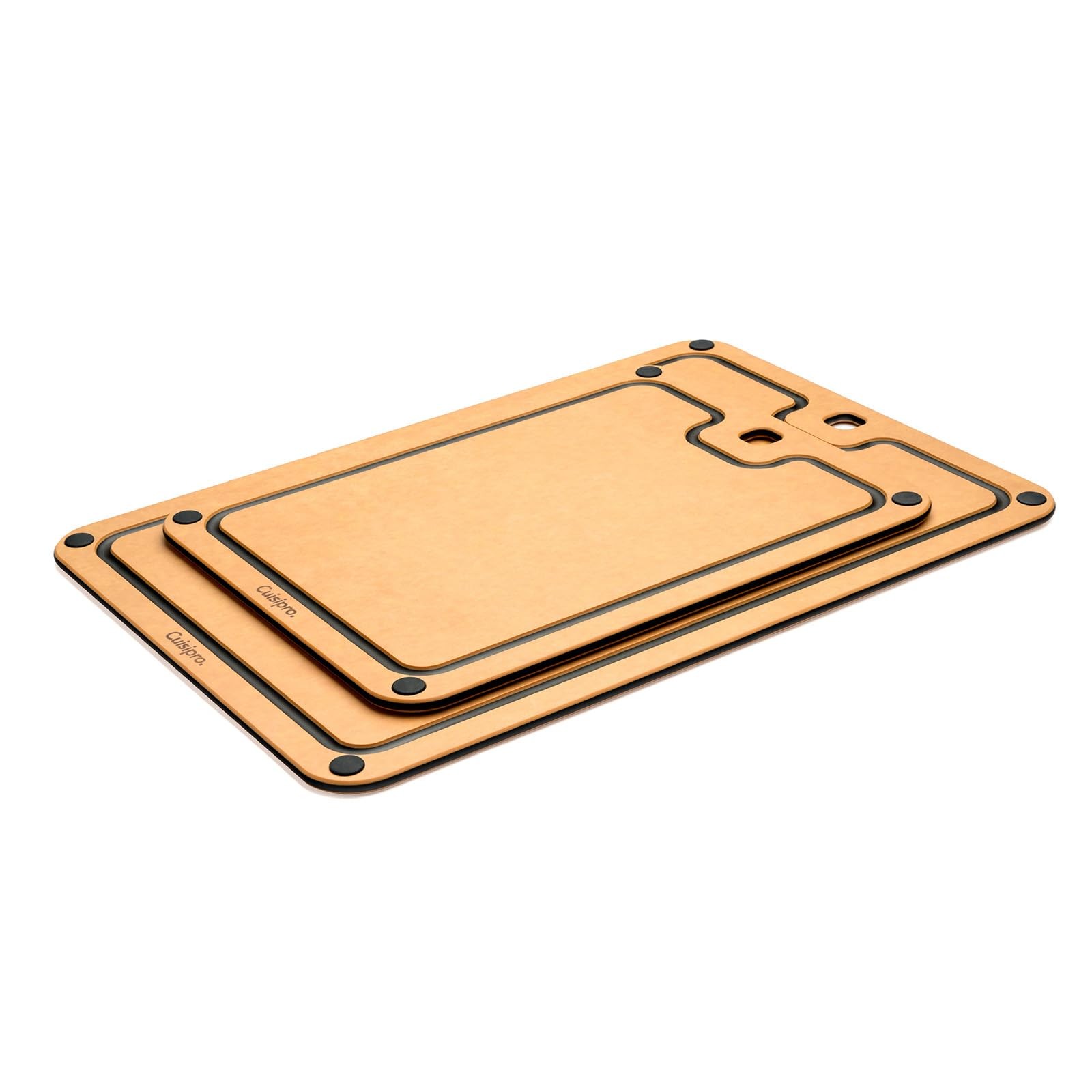 Cuisipro 2-Piece Fibre Wood Cutting Boards with Silicone Feet, 16×11″