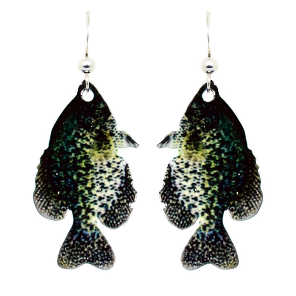 Crappie Fish Earrings by d’ears Non-Tarnish Sterling Silver French Hook Ear Wire