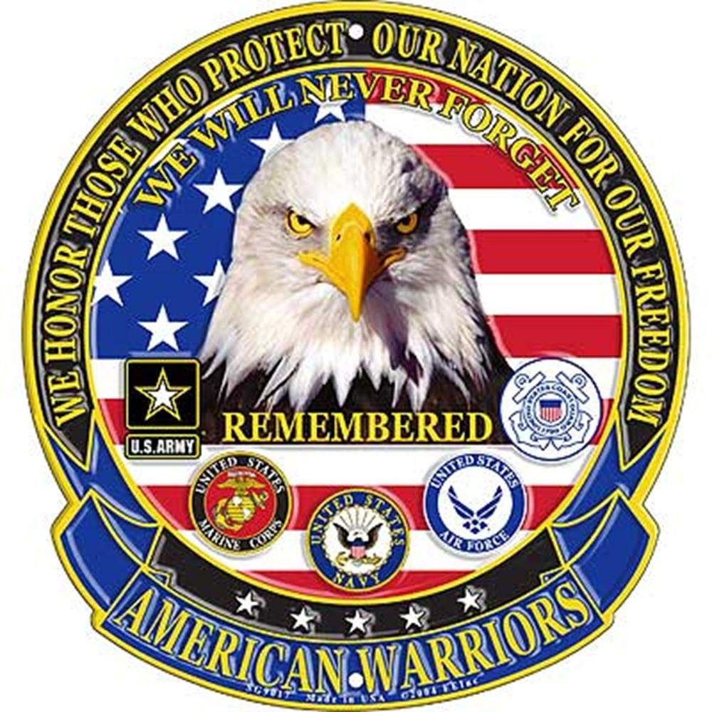 EagleEmblems SG9017 Sign-American Warriors (12”), Multicolor