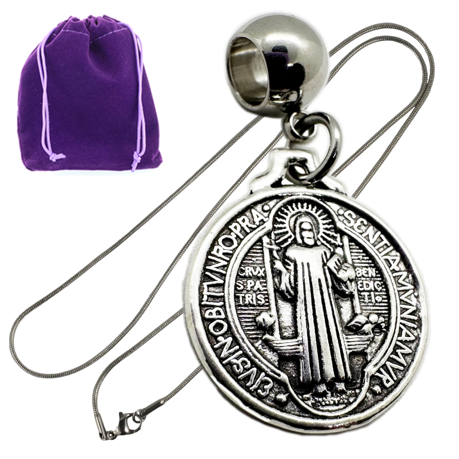 St. Benedict Stainless Steel Medallion Necklace – Protection & Blessing