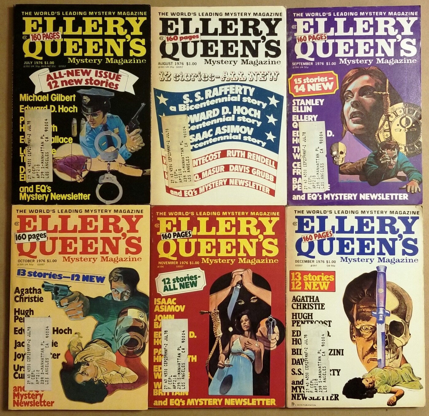 1976 Set of Ellery Queen’s Mystery Magazine 12 Lot /Agatha Christie Isaac Asimov